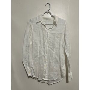 CP Shades White 100% Linen Button Down Shirt Long Sleeve Blouse XS Made in USA